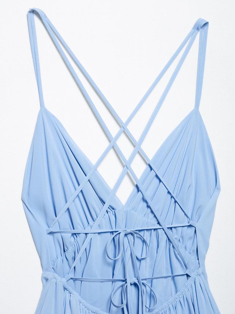 2025 Spring Women's European & American Style Backless Bandage Sling Dress - Slimming A-line Skirt