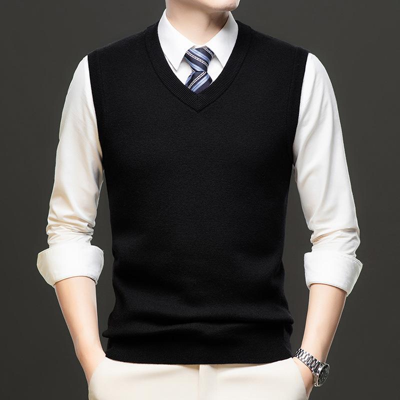 Мужской повседневный высококачественный мужской свитер Мужской жилет M чёрный
