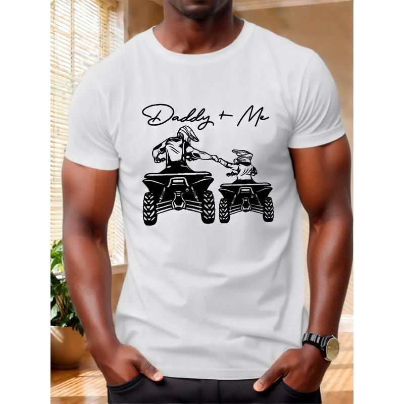 

European sizes Men s T-Shirt Top Dad and Me Print Breathable Fashion Casual Pullover Short Sleeve Sports T-Shirt 4XL білий