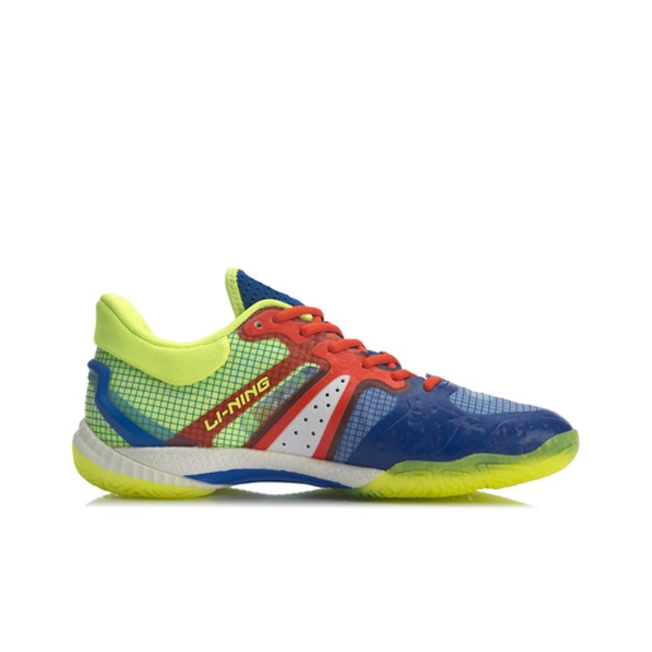 Li Ning Falcon 4 Stoff Rutschfest Abriebfest Low-Top Badmintonschuhe Herrenschuhe Fluoreszierend-Gelb Grün AYAR001-1