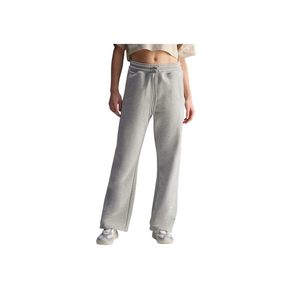 Adidas Solid Color Letter Print Lace-Up Straight Leg Casual Pants Women bottoms Gray JG3690