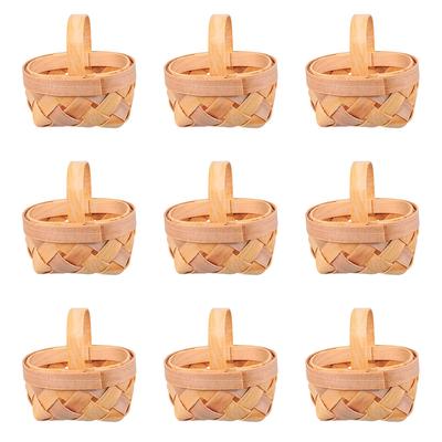 9 Pcs Woven Basket Picnic Candy Wrapping Storage Baskets Handwoven Mini Wood Chips Packing Wooden Handmade Desktop Holder Baby