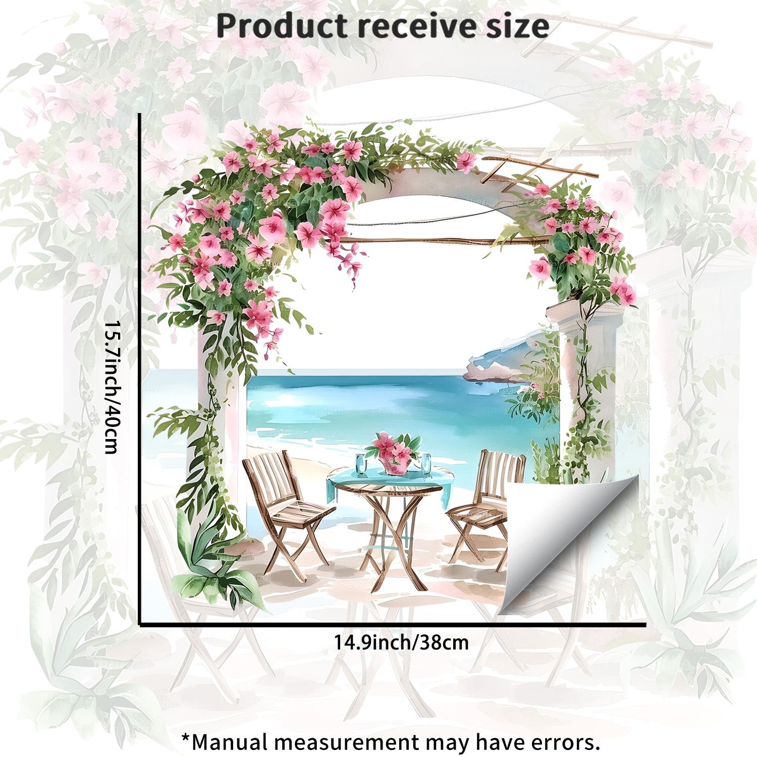 

Coastal Flower Gallery Static Cling Glass Sticker for Living Room Balcony Entryway Wall Decor 38x40cm разноцветный