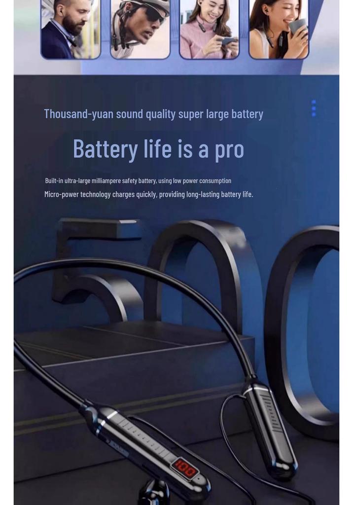 Liu Genghong Style Recommended Long Battery Life - 2025 Bluetooth Sports Neckband Earbuds