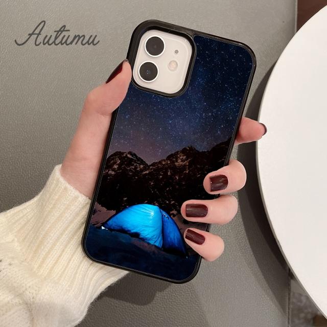 Camping Nature Mountain Phone Case for iPhone 11 12 13 14 Pro Max Mini XR XS SE 2020 6 6S 7 8 Plus Samsung Galaxy S21 S22 Cover