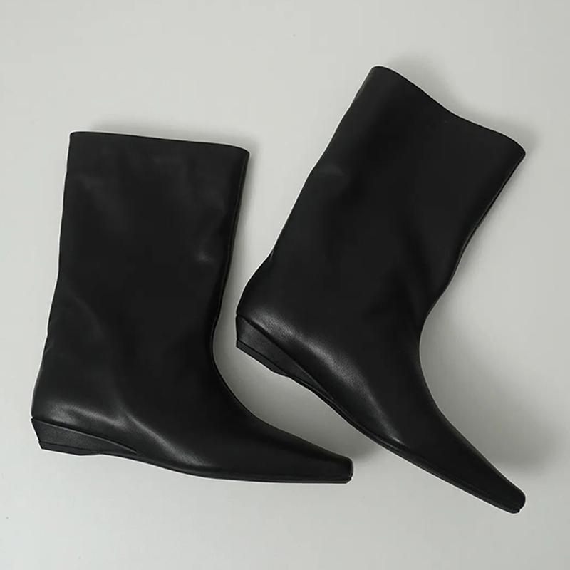 Fashion Flats Women Ankle Boots Pointed Toe Fashion Shoes Casual Cozy Woman Winter Botas 2025 New Designer Dress Mujer Chelsea Boots