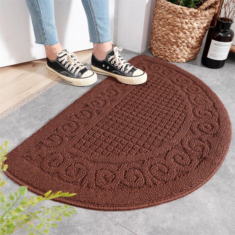 Solid Color Retro Semi-circular Dust Removal Door Mat Home Household Bathroom Non-slip Floor Rug