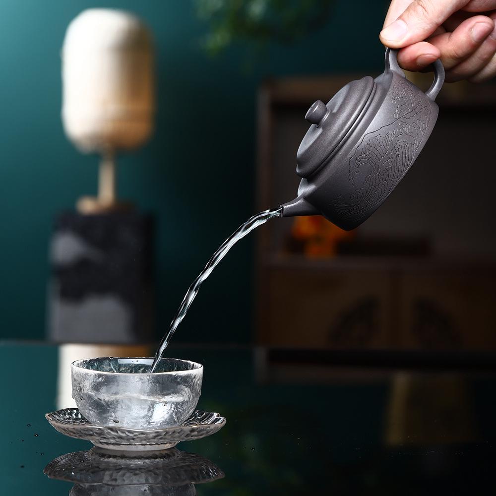 Sky Blue Yixing Zisha Teapot: Handmade Inner Push Ball Hole Design with Connector Line Tea Set