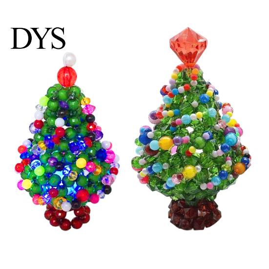 Handcrafted Gift Ideas Handmade Beaded Christmas Tree Ornament, Sparkly Crystal Bead Mini DIY Craft Kits Tabletop Decor, Hand-Woven Xmas Desktop