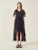 Kaie Striped Silk Flutter Sleeve Asymmetrical Dress