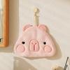 Capybara Round Coral Velvet Hand Towel, Kitchen Hanging Dual-purpose Water-absorbing and Quick-drying Square Towel