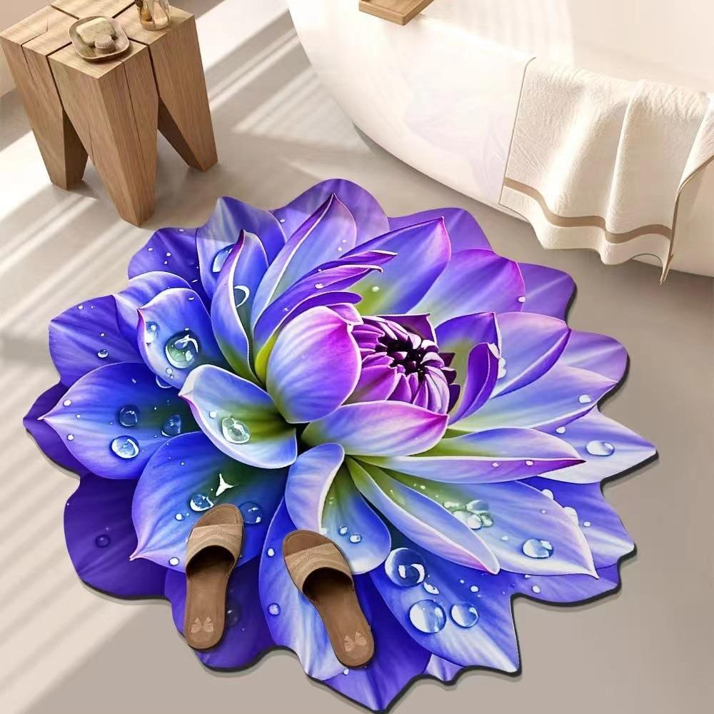 3D Flower Carpet Absorbent Anti Slip Easy To Maintain Living Room Coffee Table Dirt Resistant Carpet