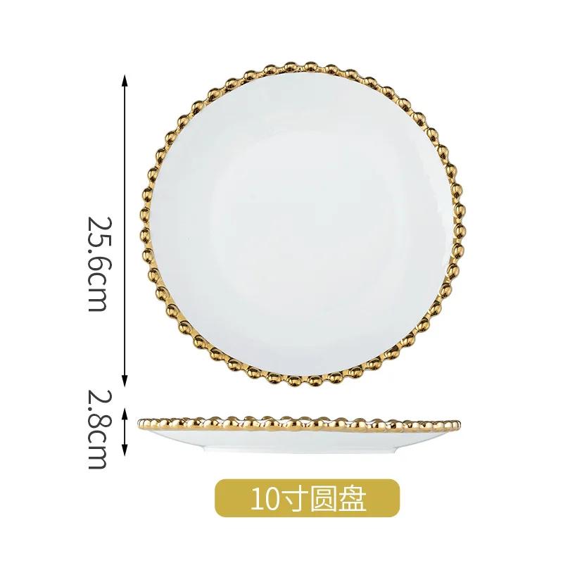 1pcs Ceramic Large Rice Bowl Heart-shaped Tableware Nordic Phnom Penh White Round Salad Plate Steak Dish Dinnerware Dinner Plate