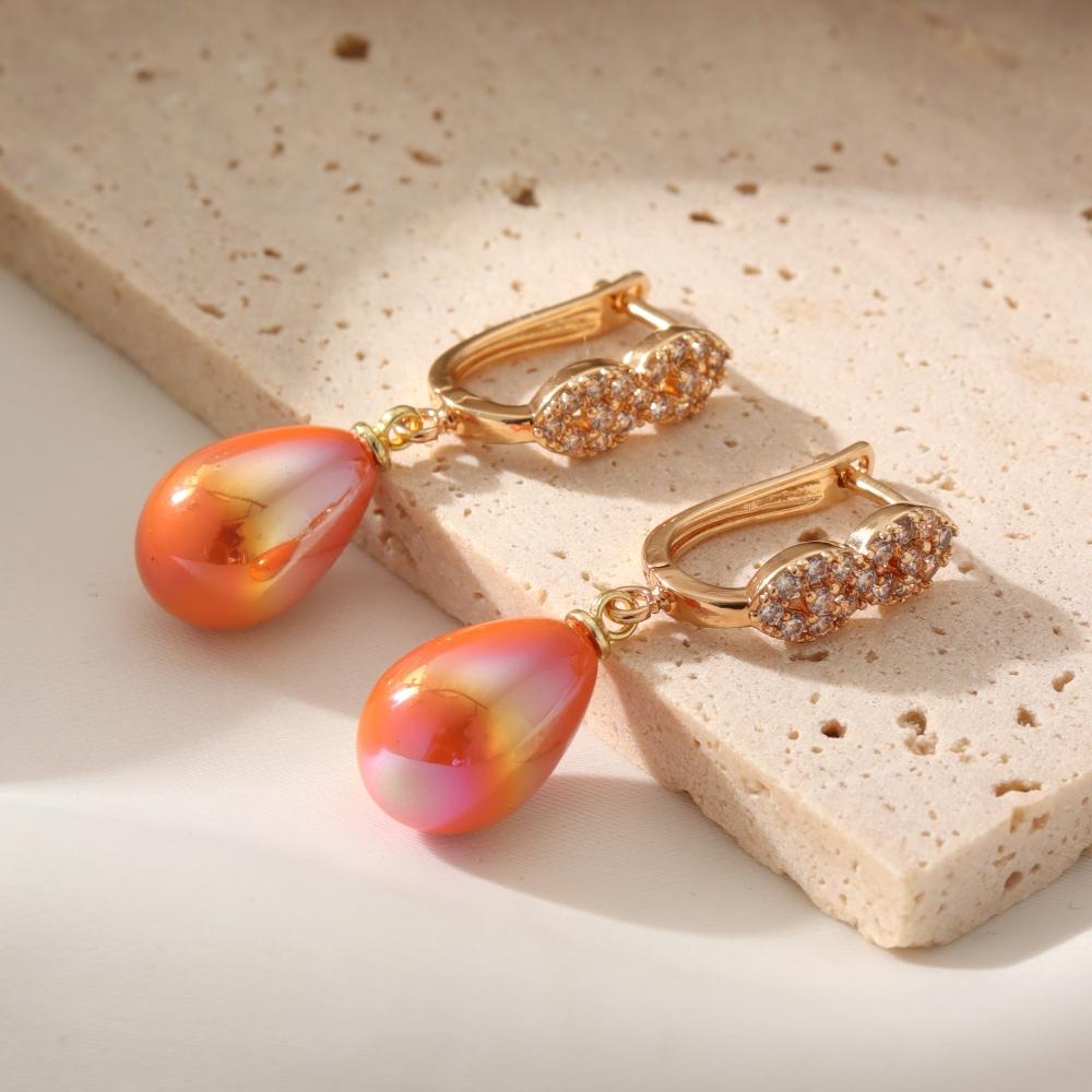 

Модные трехцветные искусственные жемчужные серьги-подвески с каплями воды для женщин, серьги с кубическим цирконием, ювелирные изделия, аксессуары для свадебной вечеринки оранжевый