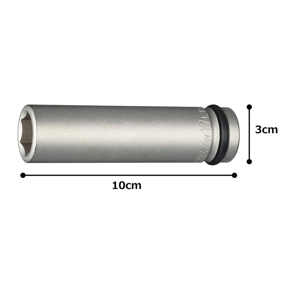 TONE Impact Extra 17mm Hex Size HP4NV-17L100 Socket, Long, 12.7mm (1/2") Drive,