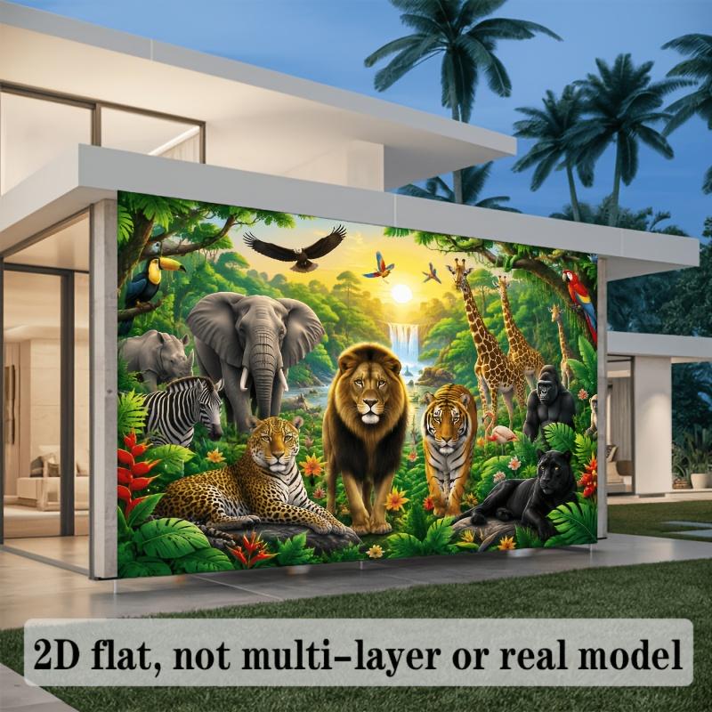 1Pcs Tropical Jungle Wildlife Waterfall Sunrise Decoration Background Nature Backdrop Decorations For Photo Studio Booth Party