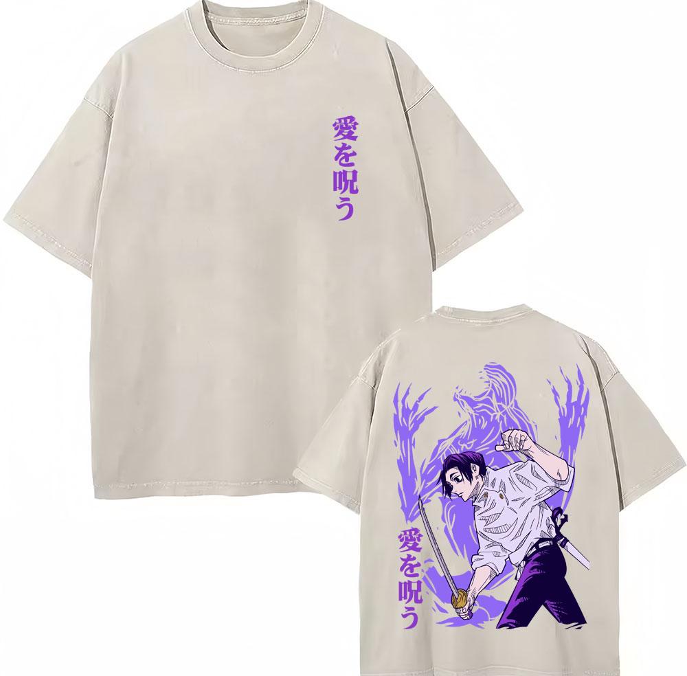 

Washed Anime Jujutsu Kaisen Harajuku Yuta Okkotsu T Shirts Fashion Unisex Women Fashion ONeck Casual T Shirt Loose Cotton Tshirts S