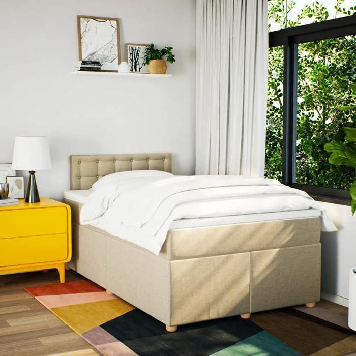 Maison Exclusive - Sommier à lattes de lit avec matelas Crème 120x200 cm Tissu