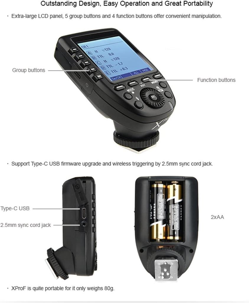 Product with Technical Conformity Mark and Japanese Instruction Godox Wireless Flash Trigger High Speed Sync X System with Super Large LCD Screen