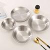 4PCS/SET Stainless Steel Outdoor Dining Plate Bowl Straw Hat Design Dessert Plate  Easy To Clean