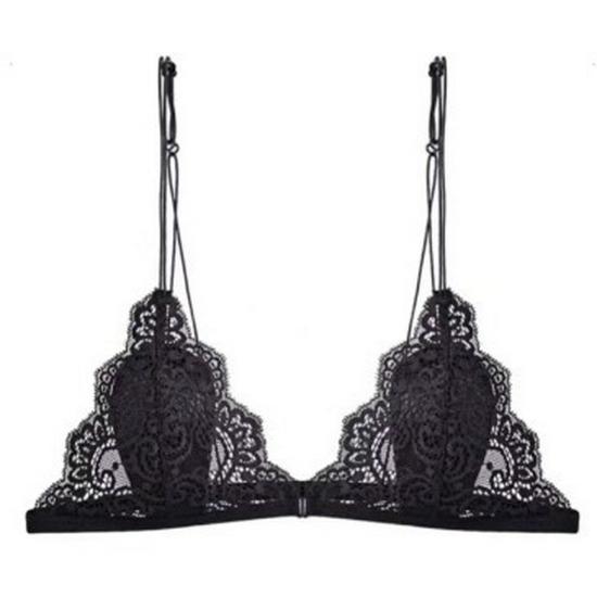 French Wirefree Lace Triangle Bra: Ultra-Thin, Small Bust, Thin Straps, Front Closure, Beautiful Back.