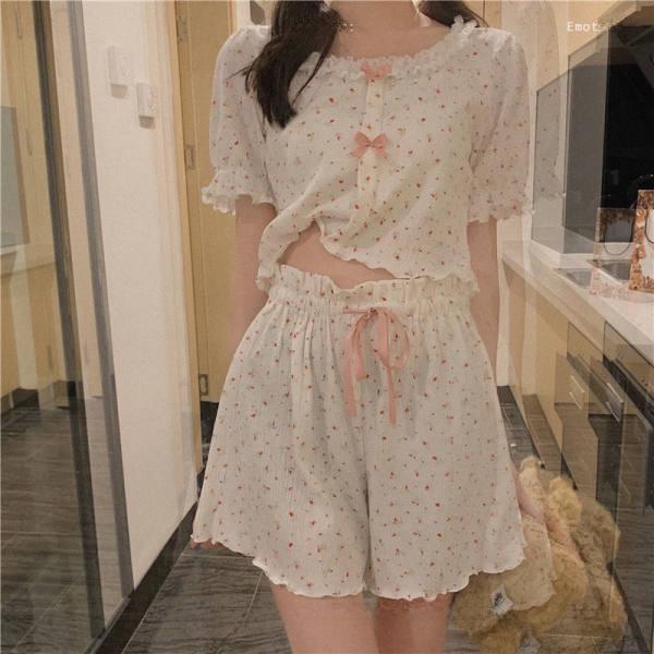 

2023 Summer Women s Retro Floral Spaghetti Strap Long Pants Pajamas Medium