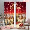 2pcs,2D Plane Printing Window Curtain Merry Christmas Village Scene Polyester Fabric (without Rod) All Seasons Perfect for