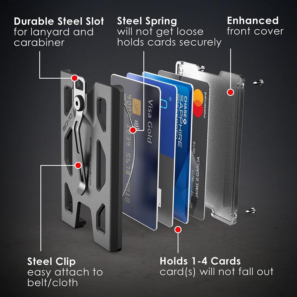 GOVO Badge Heavy Duty Polycarbonate Card Holder with Metal Clip 4 Card Slots Holder/Wallet - ID/Credit & (Holds 1-4 Cards) (Blue)
