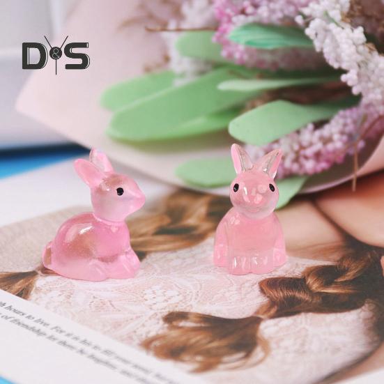 10 Stück Simulation leuchtender Hase bunte umweltfreundliche Kaninchenfigur Mini-Feengarten-Ornamente
