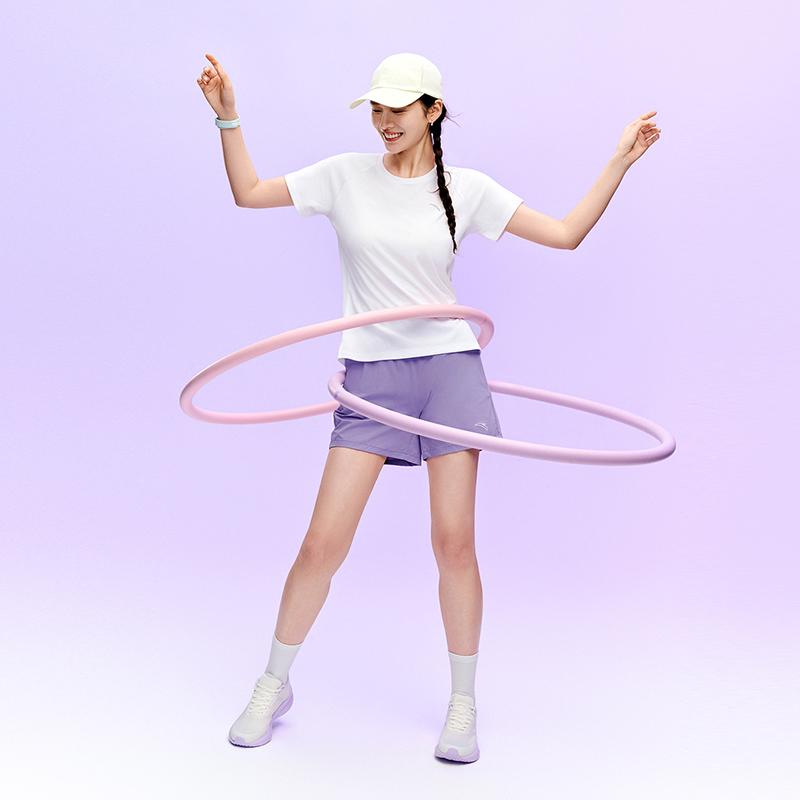 Anta Training Short Sleeve Moisture Wicking Knitted Top Summer T-Shirt Women Tops Snow-White 962627116-4
