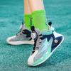 Boys' actual combat basketball shoes net surface non-slip running shoes 2024 new student rotating button sneakers