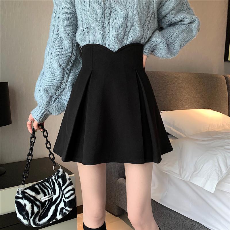 Pleated Skirt Plus Size Women's High Waist Puffy Skirt Umbrella Skirt Spring Summer Student Slimming Anti-Exposure A-Line Short Skirt