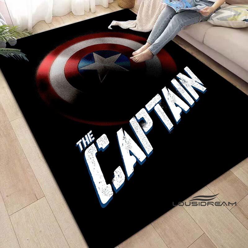 Captain America Cartoon-Themed Rug — Living Room Home Décor, Bedroom, Sofa & Doormat Accent, Children's Rug, Non-Slip Mat