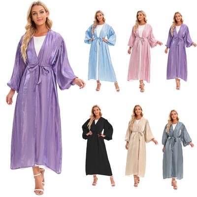 Cardigan Aberto Vestido Maxi Abaya Mulheres Muçulmanas Caftan Jilbab Robe Árabe Festa