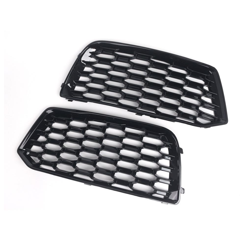 1 Pair Car Front Bumper Lower Grille Grill Fog Lamp Frame Bezel Insert Honeycomb Through-hole Compatible For Q5 2018-2020
