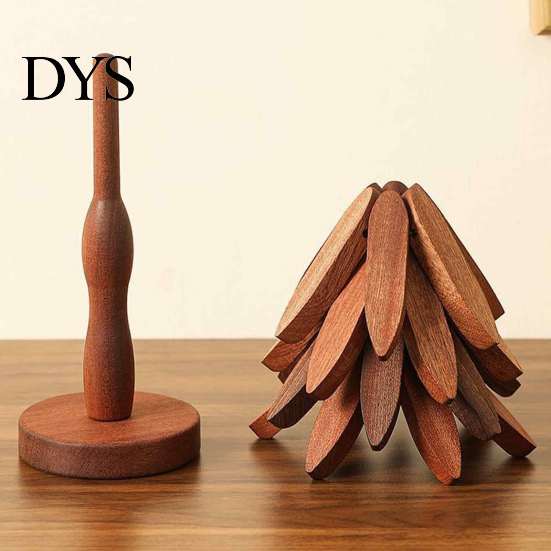 Non Slip Wood Trivet for Cast Iron Collapsible Wooden Trivets Hot Dishes, Christmas Tree Shaped Pot Mat Table, Heat Folding Potholder Resistant Holder