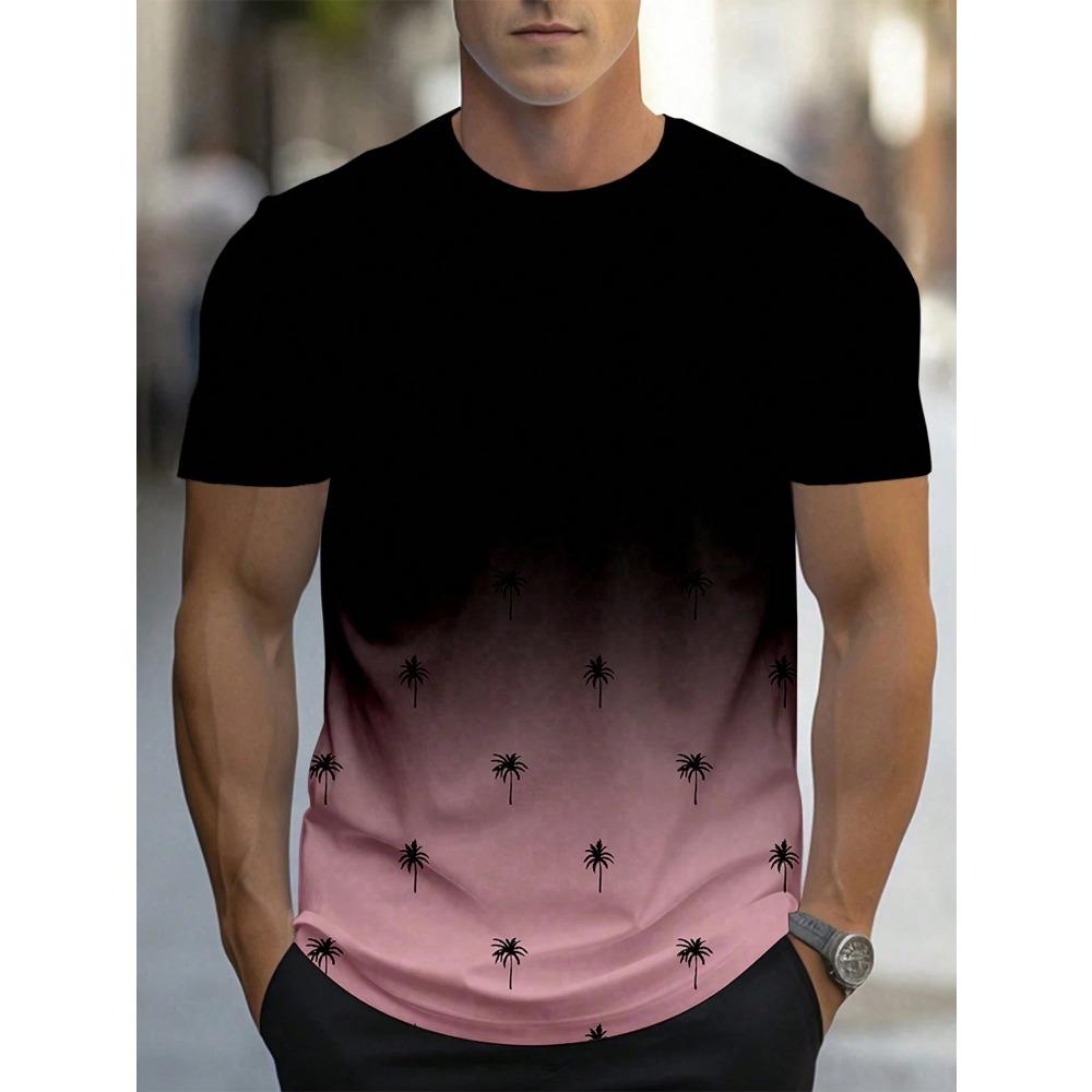 Printed T Shirt For Men Gradient Harajuku Short Sleeve Tee Tops Leisure Crew Neck Men's Casual T-shirts