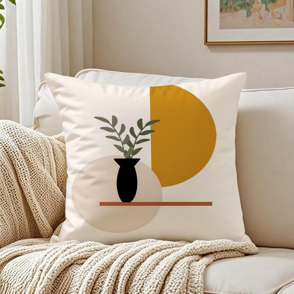 Trend Rustic Geometric Floral Pillow Case Organic Short Plush Cushion Covers Breathable Washable WrinkleResistant