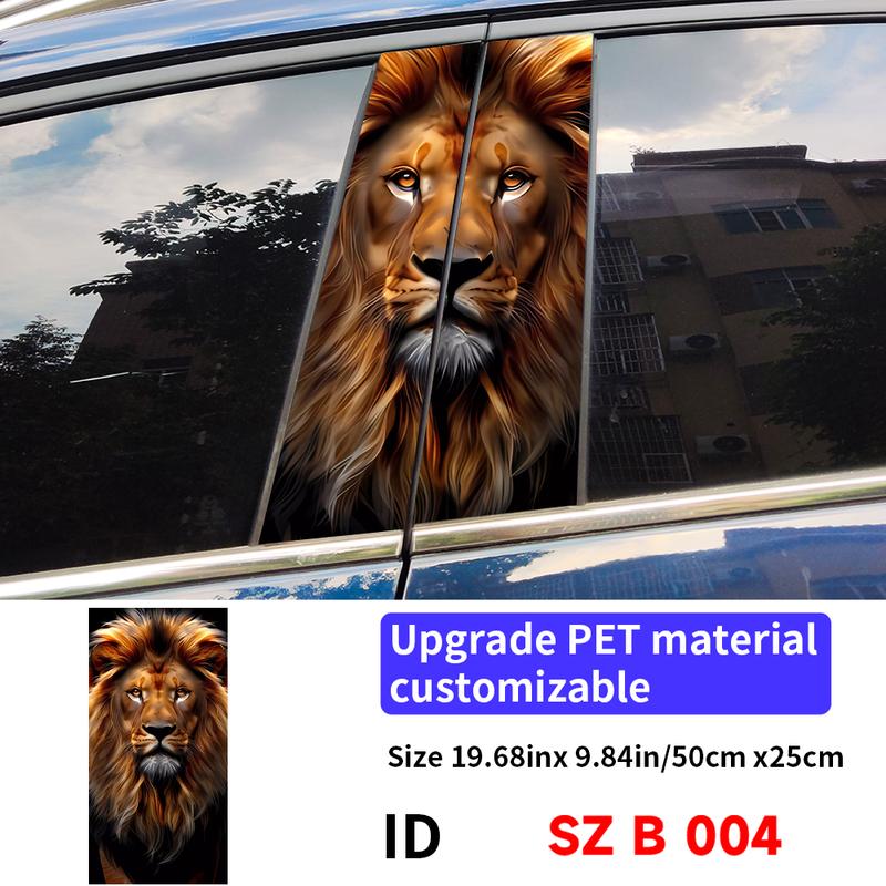 Lion Car Stickers Car B-pillar Decal Waterproof Stickers Auto Center Pillar Sticker Cover Scratches Vehicle Decor Accessories
