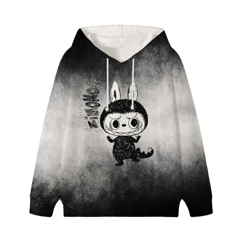 Labubu Printed Kids Long Sleeve Anime Boys Girls Hoodies Autumn Casual Clothes Thin Coat Children Cartoon Jackets Gifts