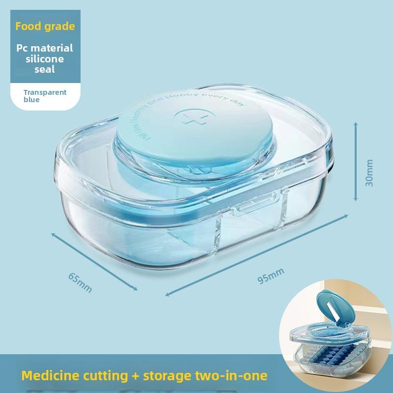 

Portable medicine box, three meals a day, portable medicine dispensing box, one medicine reminder box, large-capacity dispensing device Transparent blue