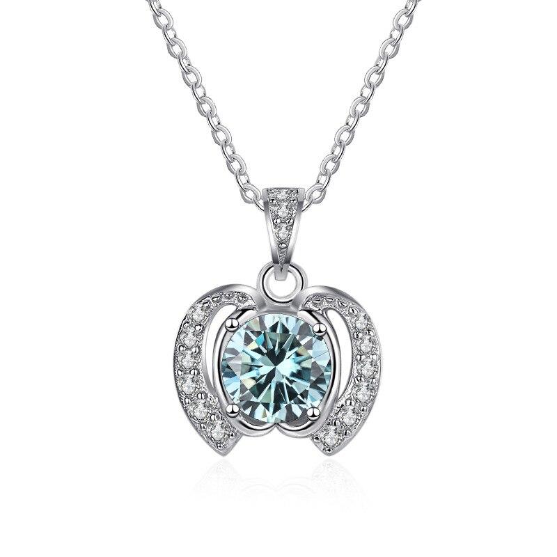 Bague Ringen Trend Women's 1 Carat Round Moissanite Necklace Apple Shaped Pendant Clavicle Chain Silver 925 Jewelry For Christmas