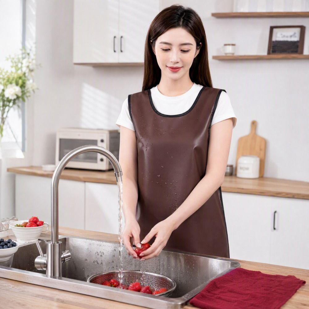 Waterproof Kitchen Cooking Apron Oil-proof Women's Pinafore Water-Resistant Work Apron Adult