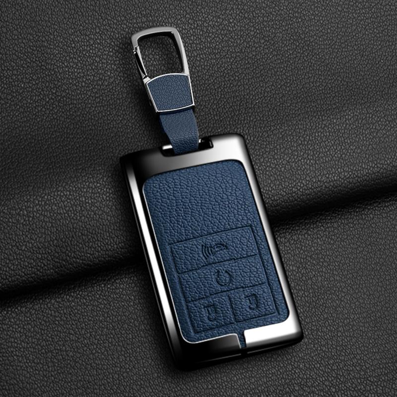 Zinklegierung Leder Autoschlüsselhülle Schlüsselanhänger Abdeckung für Chevrolet C7 Corvette Cadillac DTS SLS SRX XLS STS Escalade CTS ATS 28T CTSV XTS