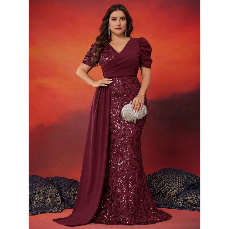 Plus-Size Formal Dress, Long Gown, Post-Party Evening Wear, Cocktail Dress for Plus-Size Women, Big Party Dress