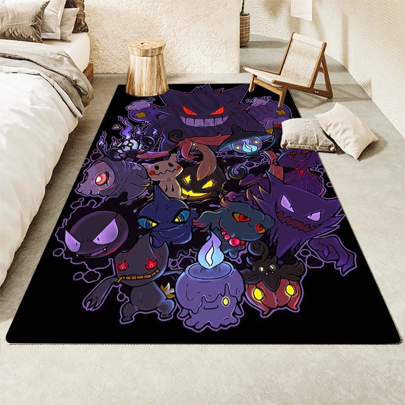 Gengar Printed Area Rug Cartoon Ghost Pattern Non-Slip Floor Mat Soft Carpet for Bedroom Living Room Decor