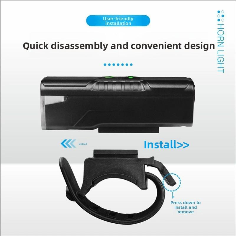 Luz delantera para bicicleta con bocina, recargable, fácil instalación, accesorio para ciclismo nocturno