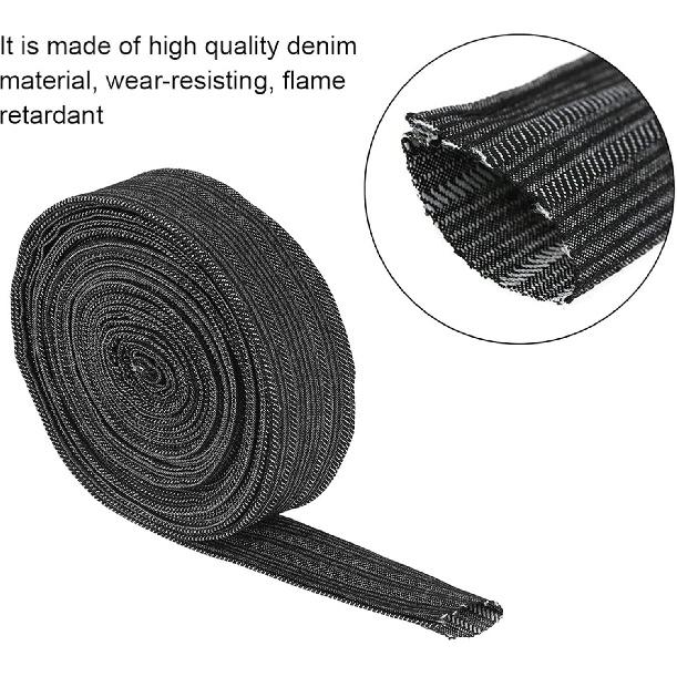 7.5m Hydraulic Hose Sleeve, Black Denim Protective Sleeve, Protective Sleeve Hydraulic Hose Sheathing for Welding Torch Hydraulic Hose