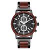 Three-eye Six-pin Alloy Wood Men's Watch Multi-functional Chronograph Calendar Stopwatch Sports Quartz Watch