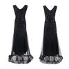 Popular retro dress bridesmaid beaded mesh sequined evening dress European and American wedding dress long dress